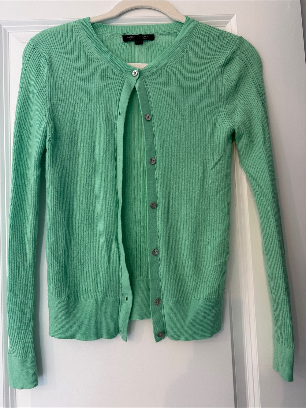 Banana Republic Mint Green Ribbed Button Cardigan